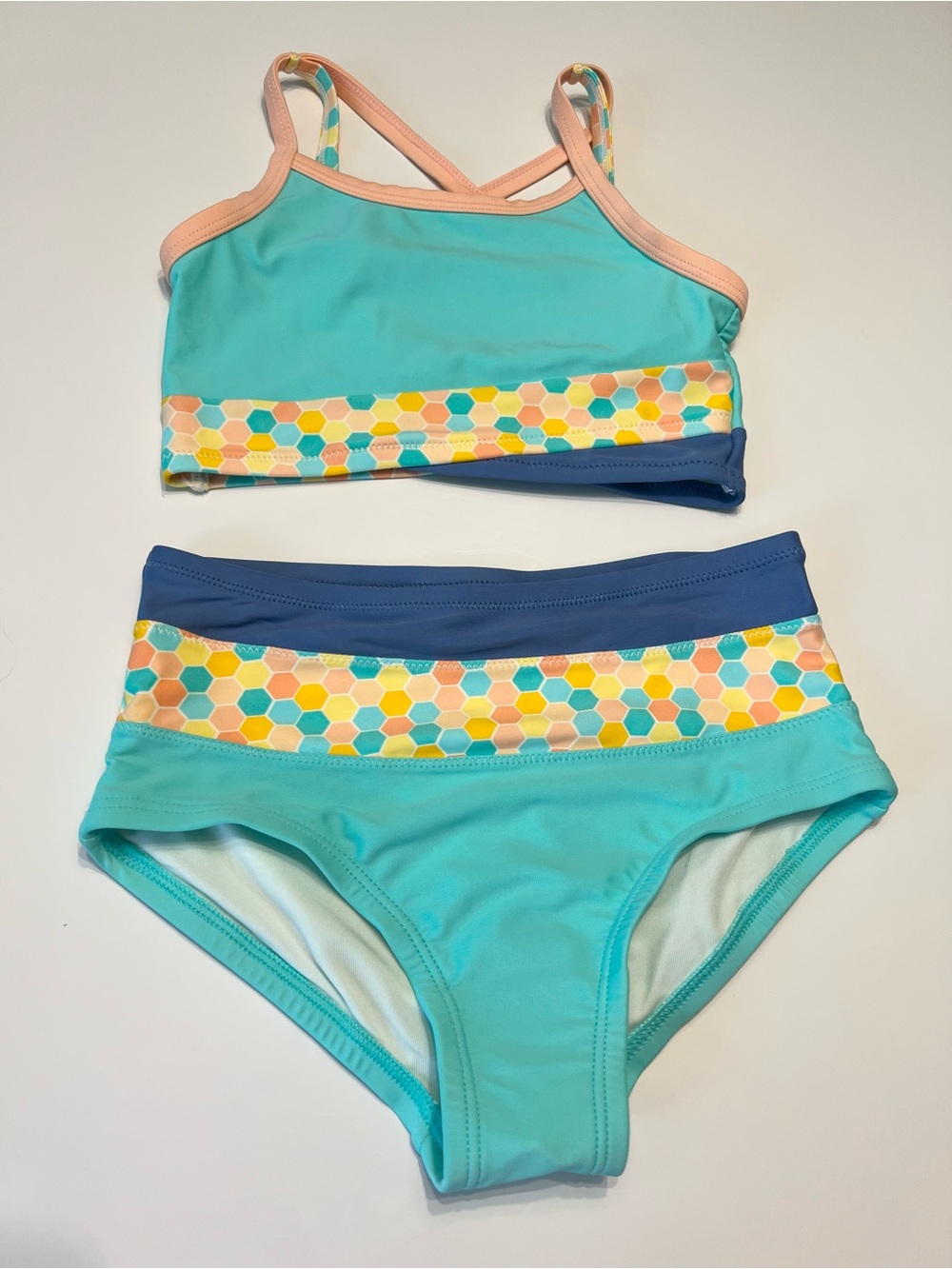 Matilda Jane Dream Chaser Bikini - Turquoise with Colorful Hex Print